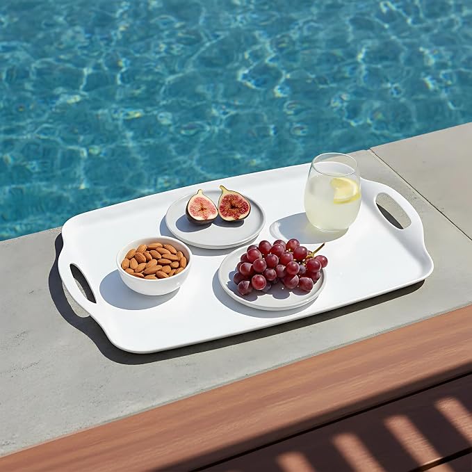 TP Large Serving Trays with Handles, Pure White | Rectangular Trays, Serving - Image 3