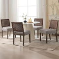 Farmhouse Dining Chairs Set of 4 Linen Fabric Upholstered Accent Side Chair, Mid Century Modern Kitchen & Dining Room Chairs with Woven Rope Back for Home, Living Room, Bedroom - Grey