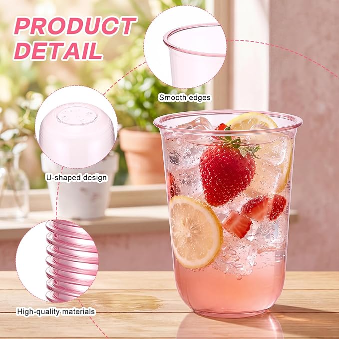 Ziliny 200 Pcs Disposable Stemless Glasses 16oz Crystal Plastic Wine Glasses - Image 4