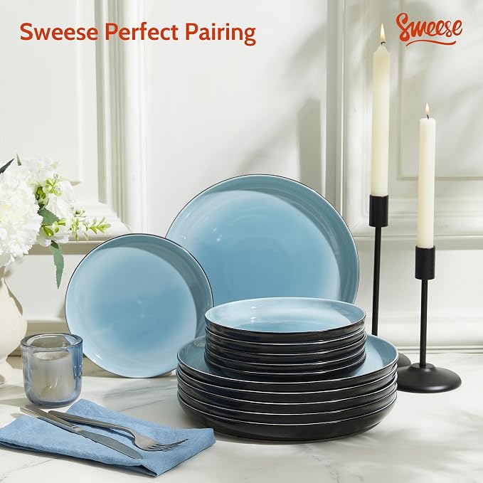Sweese Porcelain Dinner Plates Set of 6, 10 Inch Lightweight Round Dish Set - Image 9