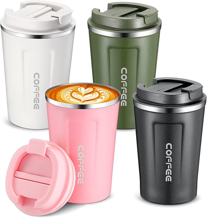 Sieral 4 Pcs 13 oz Travel Coffee Mug Insulated Reusable Coffee Cups by Sieral