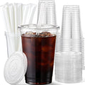 AOZITA 16 oz Plastic Cups with Lids and Straws, 50 Pack, Disposable Iced Coffee by AOZITA