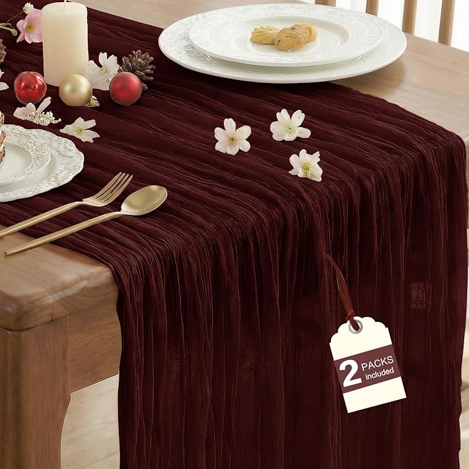 IVAPUPU Burgundy Red Table Runner 120 Inches by IVAPUPU