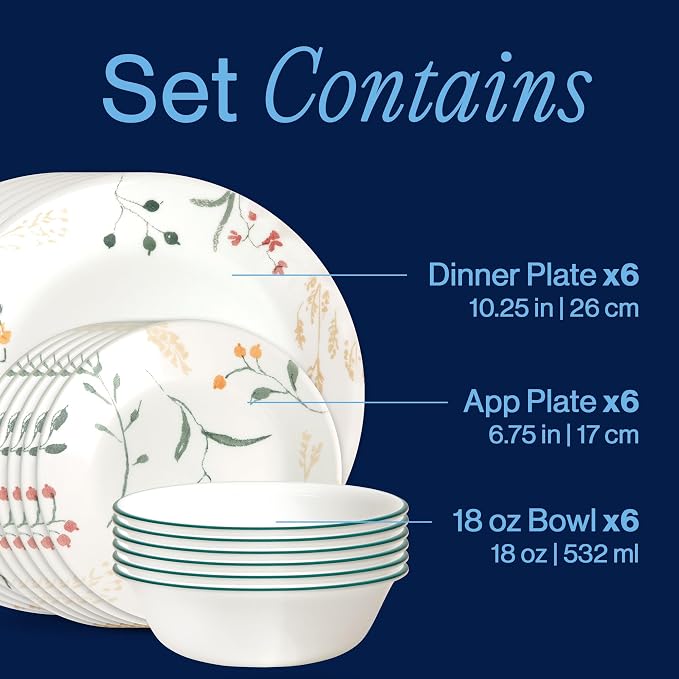 Corelle Vitrelle 18 Piece Glass Dinnerware Sets Service - Image 3