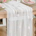 Artoid Mode Flower Pearl White Gauze Table Runner 10FT, Seasonal Sheer Dining by ArtoidMode