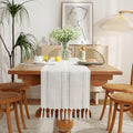 Wracra Rustic Linen Table Runner, Ivory Table Runners 108 inches Long | Raised by Wracra
