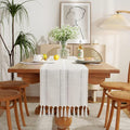 Wracra Rustic Linen Table Runner, Ivory Table Runners 72 inches Long | Raised by Wracra