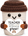 Teacher Gift for Women Men, Appreciation Gift Positive Crochet Coffee Cup | by OCCdesign