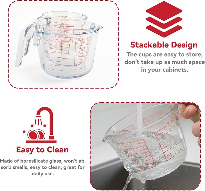 6 Pcs Glass Measuring Cups Set - Image 6