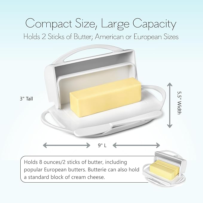 Flip Top Butter Dish with Attached Lid & Matching Knife, 2 Pack - Image 4