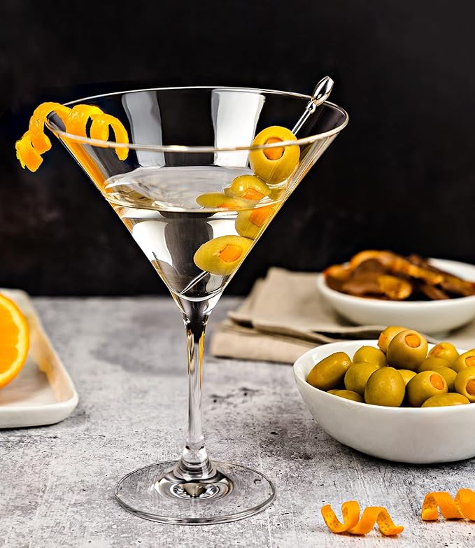 LUNA & MANTHA Martini Glasses Set of 4, Hand Blown Crystal Large Martini Glass Set 9oz, Elegant Cocktail for Bar, Manhattan, Gin, Tequila Gift Set for Birthday, Housewarming