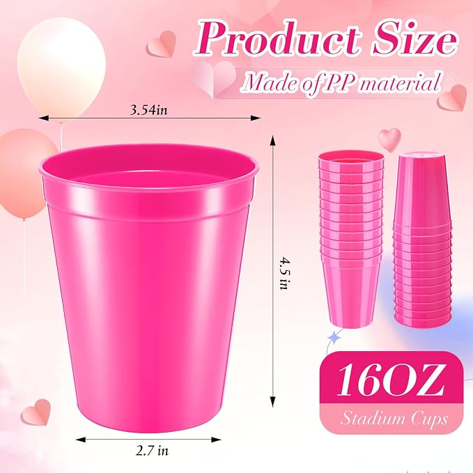 Yungyan 50 Pack 16 oz Stadium Cups Reusable Plastic Cups Blank Drink Stadium - Image 2