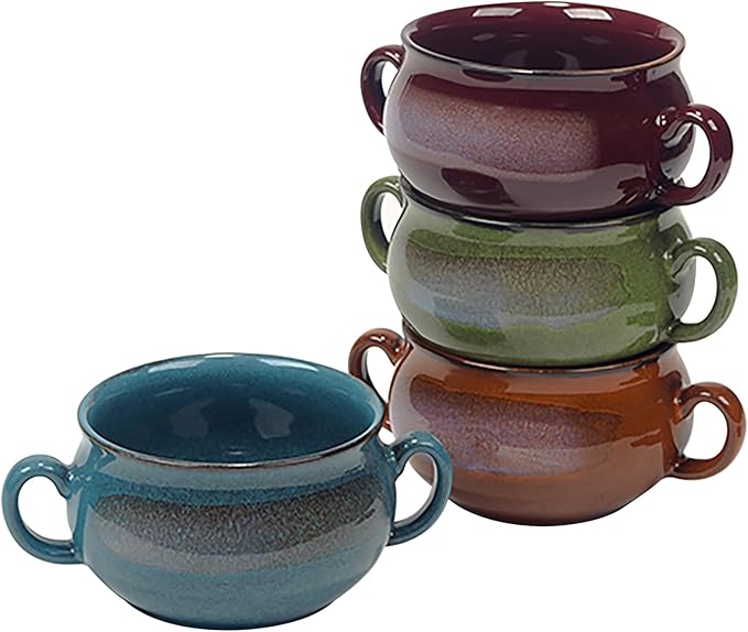 Stoneware 24oz Reactive Glaze Soup Crocks Set of 4: Perfect by CERTIFIEDINTERNATIONAL