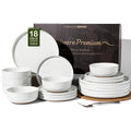 Stoneware Dinnerware Sets for 6, Plates and Bowls, Chip & Scratch Resistant by FamiwarePremium