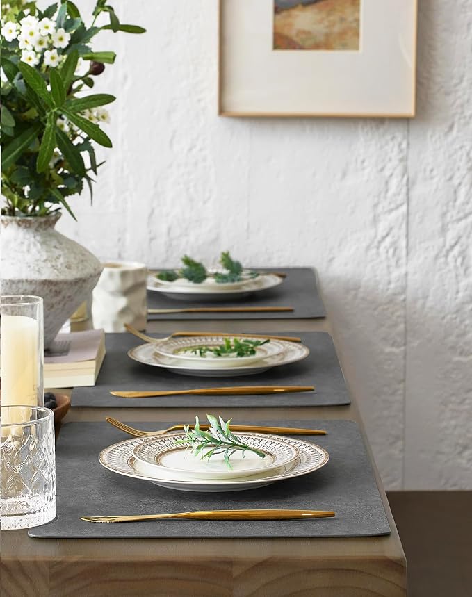 Leetaltree Reversible Faux Leather Placemats Set of 8, 12x17 Inch - Image 3