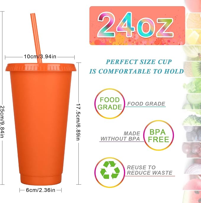 Honeydak 60 Pack Tumbler with Straw and Lid Bulk Glitter Plastic Cups Water - Image 4