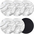 White Gray Marble Coasters Set of 6, Modern Minimalist Abstract Texture Soft by PIEPLE