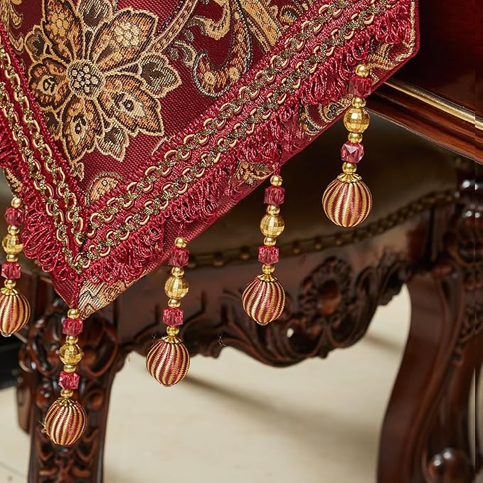 Luxury Vintage Table Runners 72 inches Long Embroidery Jacquard Fabric - Image 4