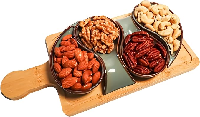 5-pc Porcelain Mini dip bowls for parties, Condiment serving tray, Mini Serving dishes for Olives, Nuts, Toppings; Ideal gift set for any occasion