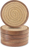 Wood Coasters for Drinks, Eykao Absorbent Coaster Sets of 5, Woven Drink by Eykao