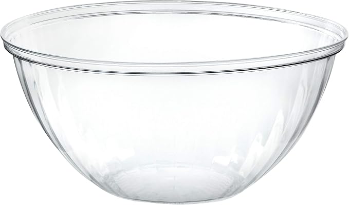 PLASTICPRO Disposable 96 Ounce Round Crystal Clear Plastic Serving Bowls, Party Snack or Salad Bowl, Chip Bowls, Snack Bowls, Candy Dish, Salad Container Pack of 8