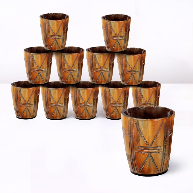 Handicrafts Home Viking Horn Shot Glasses Set of 12, Rustic Viking Drinkware by HandicraftsHome