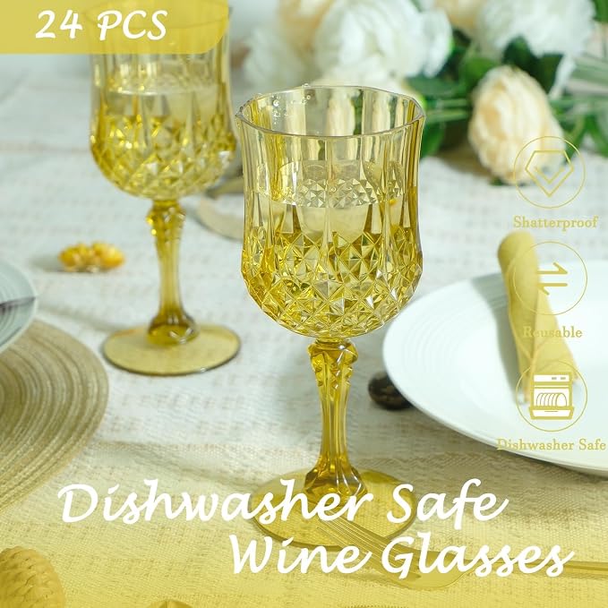 100Pack Plastic Wine Glasses, 7oz Vintage Goblets - Image 5