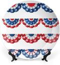 Decorative Plates, American Flag Decor Print Ornament, Flag Round Bunting Election Ornament Pattern, 6 Inch, Kitchen Wall Decor, Blue Red