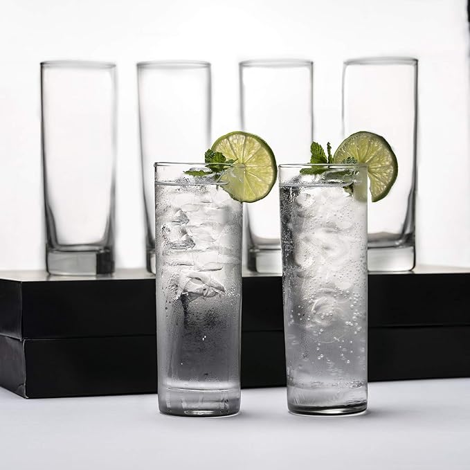 LEMONSODA Premium Highball Glass Set - Elegant Tom Collins Glasses Set of 6-12oz Tall Drinking Water Glasses - Bar Glassware for Mojito, Whiskey, Cocktail