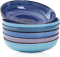 Selamica Ceramic Pasta Bowls Set 34 OZ, Large Salad Bowl 8.6 Inch Deep Plates for Pasta Soup, Microwave & Dishwasher Safe, Set of 6, Gradient Blue