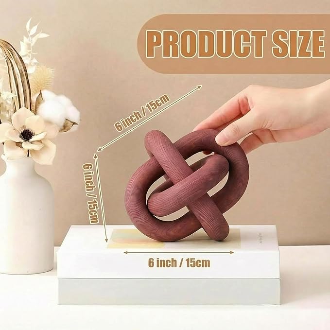 3 Link Wood Knot Decor Rustic Home Décor Accents Hand Carved Coffee Table Decoration, Boho Chain Link Decoration, Modern Shelf, Rustic Objects for Home Living Room Bedroom(Reddish-Brown)