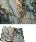 Marble Linen Placemats Set of 2, Modern Abstract Foil Texture White Green Gold Marble Washable Place Mats, Non Slip Placemat for Home Party Dining Tables Wedding Kitchen Banquets Decor 12x17 Inch