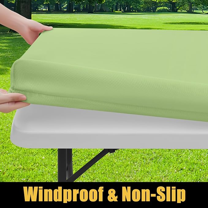 Smiry Rectangle Picnic Table Cloth, Waterproof Elastic Fitted Tablecloths for 4 Foot Tables, Washable Polyester Table Cover for Camping, Indoor and Outdoor (Sage Green, 30"x48")