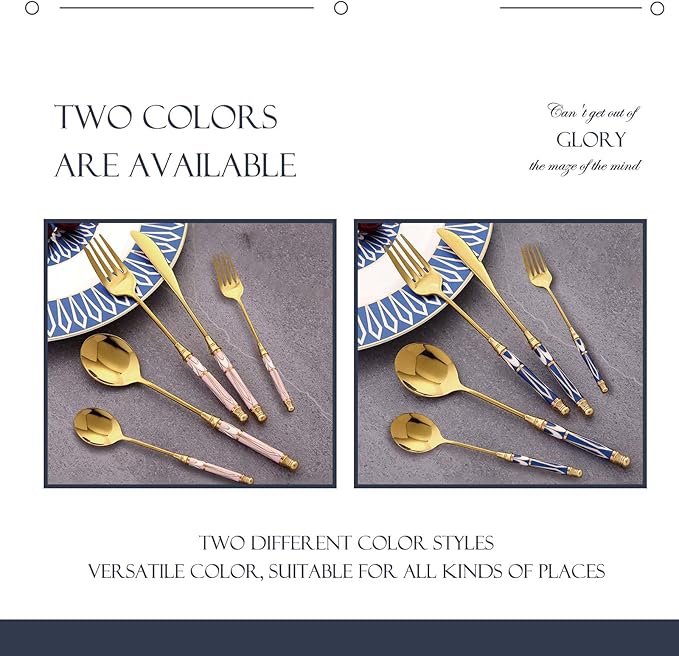 10-piece Silverware Set With Ceramic Handle, Premium Food Grade Stainless Steel Flatware Sets, Mirror Polished Cutlery Set, Dishwasher Safe (for 2 People)