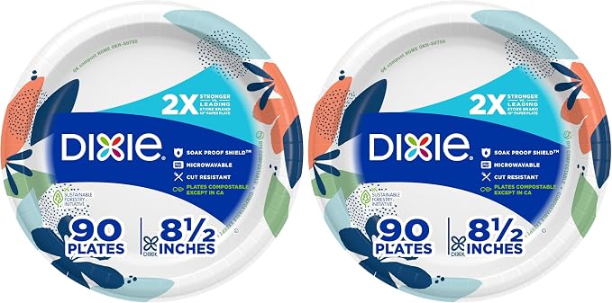 Dixie Medium Paper Plates, 8.5 Inch, 2X Stronger*, Microwave-Safe, Soak-Proof by Unknown