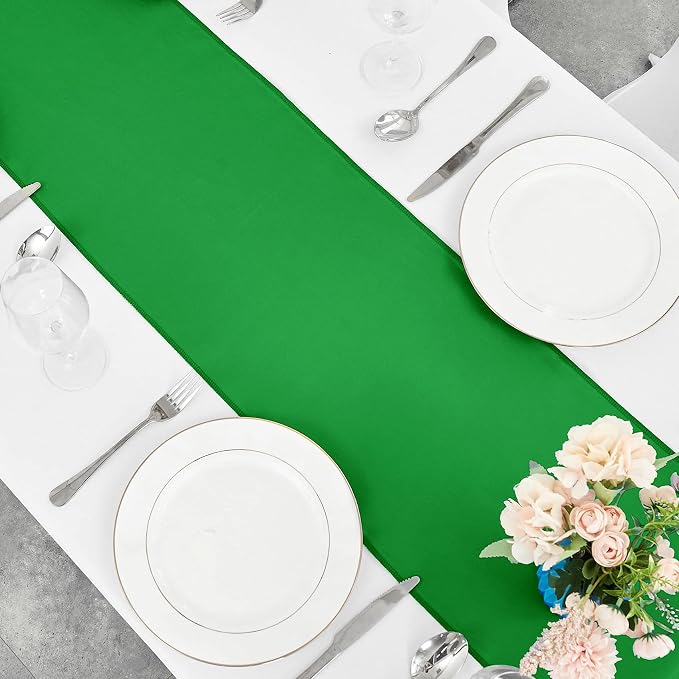 10-Pack Emerald Green Satin Table Runner 12 x 108 Inch Long Bright and Smooth - Image 4