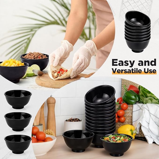 Tioncy 50 Pcs Bowls Set Unbreakable Dessert Soup Salad Bowls - Image 5