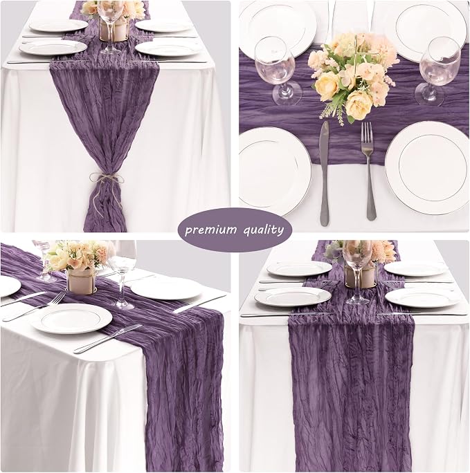 Fivenl 12 Pack Grape Cheesecloth Boho Gauze Table Runner 35x72 Inch Rustic - Image 5