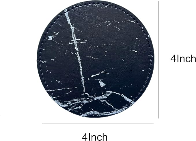 Set of 6 Leather Coasters, Round Coasters - Image 2