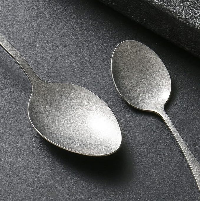 Matte Silverware Set for 14 Stainless Steel Flatware Set Vintage Style Delicate Cutlery Utensils 70 Piece Include Knives Forks and Spoons Tableware Set for Home Kitchen Wedding Restaurant
