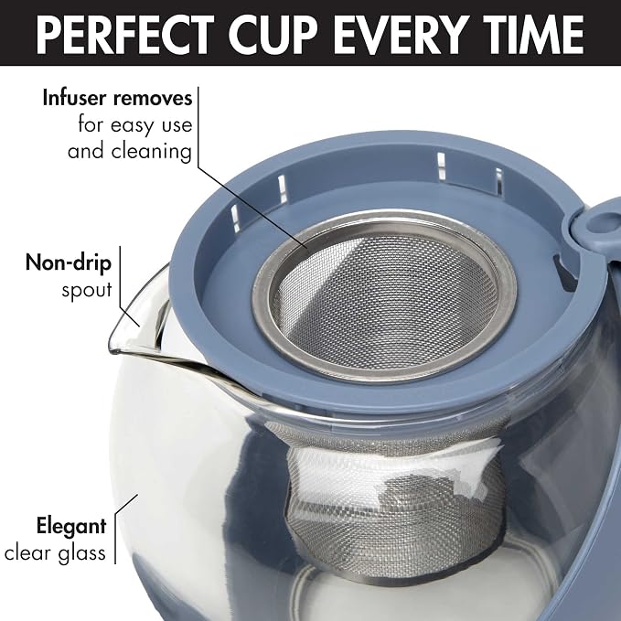 Primula Half Moon Teapot with Removable Infuser, Glass Tea Maker with Reusable - Image 6