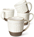 Artena Ceramic Coffee Mugs Set of 4, 16oz Embossed Large Latte Mugs Coffee Cups by Artena
