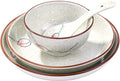 4-Piece Ceramic Dinnerware Set, Plate, Dish, Bowl, Spoon, Japanese Hand-painted Tableware set, A Good Tableware
