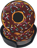 6 Pcs Donut Funny Leather Coasters by NiuKom