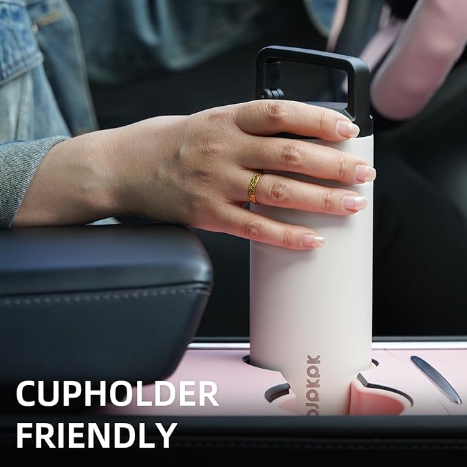 BJPKPK Insulated Water Bottle with 2 Lids,20 oz Double Wall Stainless Steel Vacuum Tumbler Travel Coffee Mug,Wide Mouth Thermal Cup,Milky