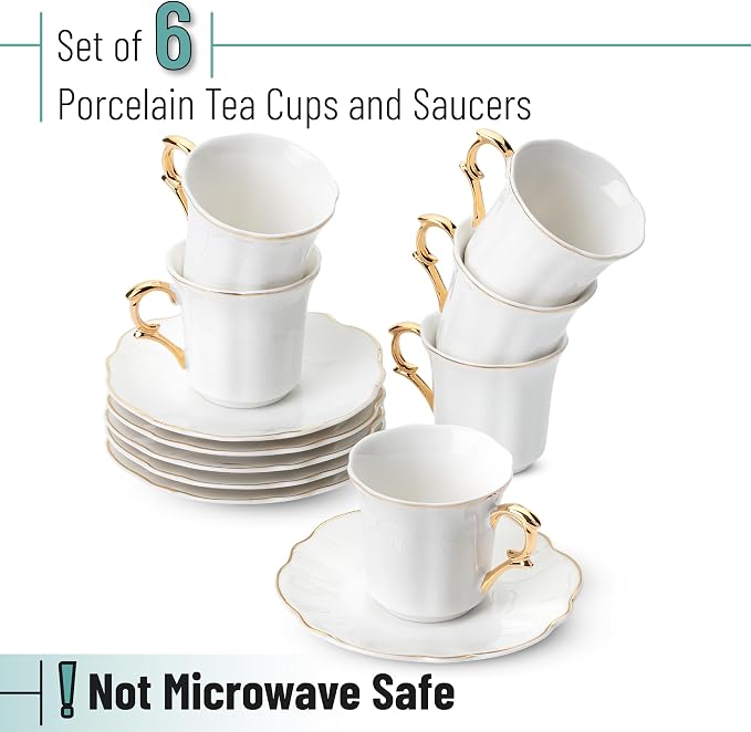 BTaT- Porcelain Espresso Cups Set, 3 oz, 6 Set, Small Coffee Mugs - Image 2