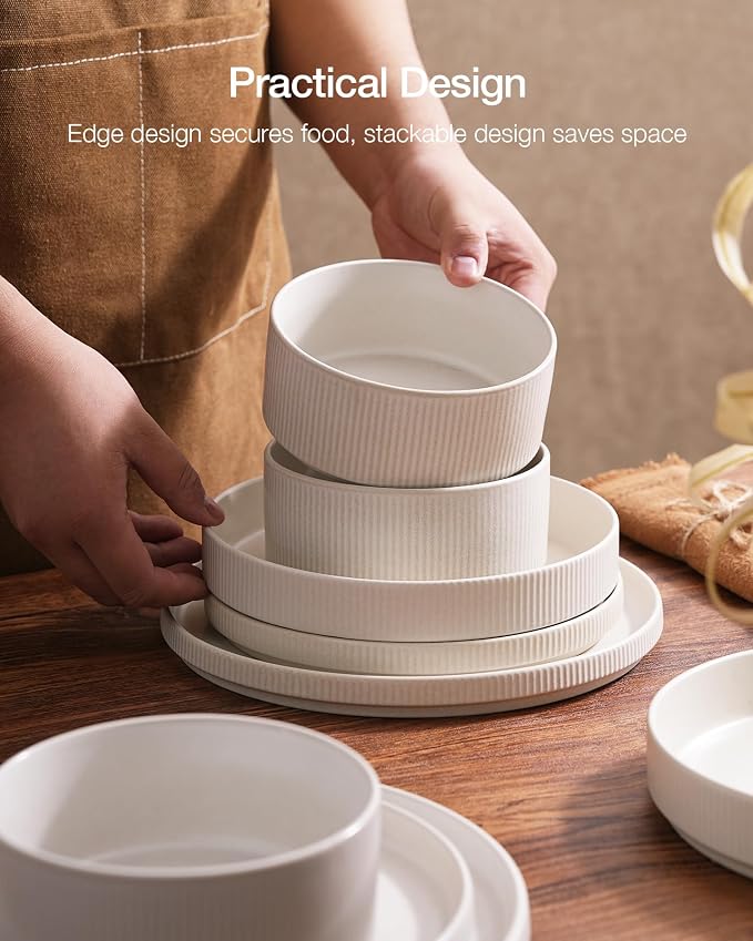 Famiware Star Stoneware Dinnerware Sets, 12-Piece Dishes - Image 6
