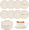 60Pcs Round Leather Coasters for Drinks, Drinking Coaster, 1.5 mm Thickness by GLASSWINDS