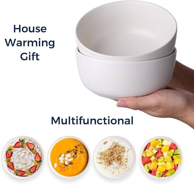 AmorArc Stoneware Cereal Bowls Set of 4, 26oz Soup Ceramic Bowls Set | Modern - Image 4