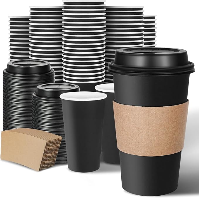 Ginkgo 100 Pack 16 oz Disposable Coffee Cups by HOME